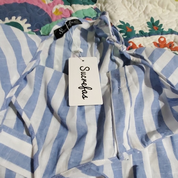 Blue and white stripe midi dress - Picture 2 of 3